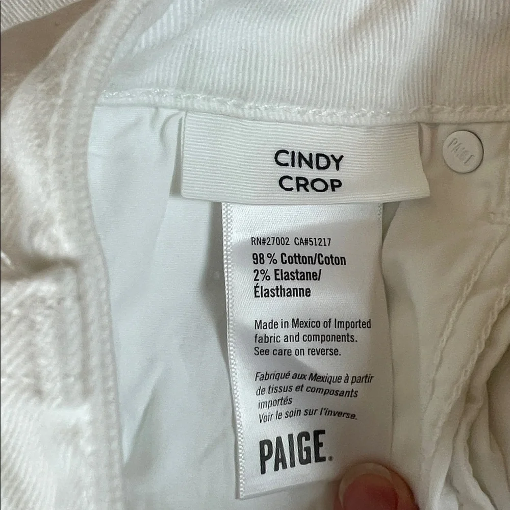 PAIGE Cindy Crop “crisp white” with distressed hem jeans womens 28 - Picture 8 of 13